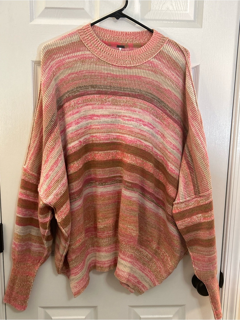 Free People Easy Street Space Dye Over-Sized Sweater Size Small Pink Multi